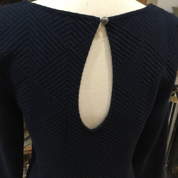 Anthropologie Maeve Sasha Knit Textured Long Sleeve Navy Dress, Size Medium - Picture 7 of 13